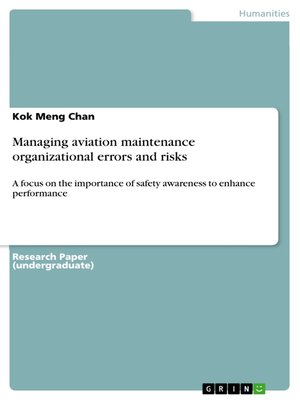 cover image of Managing aviation maintenance organizational errors and risks